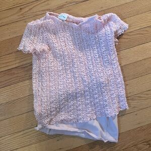 Pink Textured Short Sleeve Top